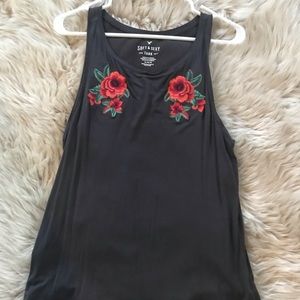 American Eagle dark grey embroidered tank
